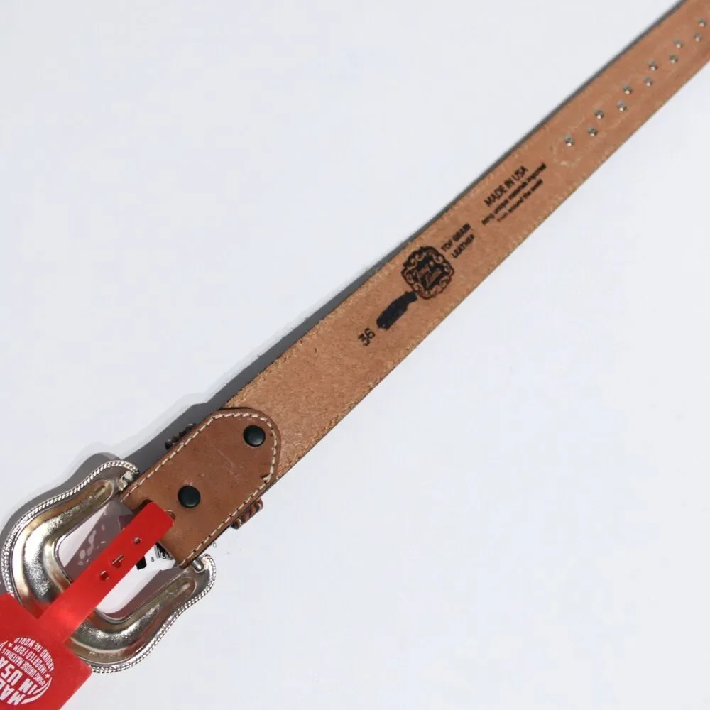 NWT Tony Lama Made in USA Brown Leather Western Belt Men Size 36 (44